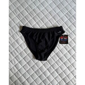 Y2K NWT Uzzi Classic Black Speedo Swimsuit Sz L Beach Essentials Micheal Phelps‎